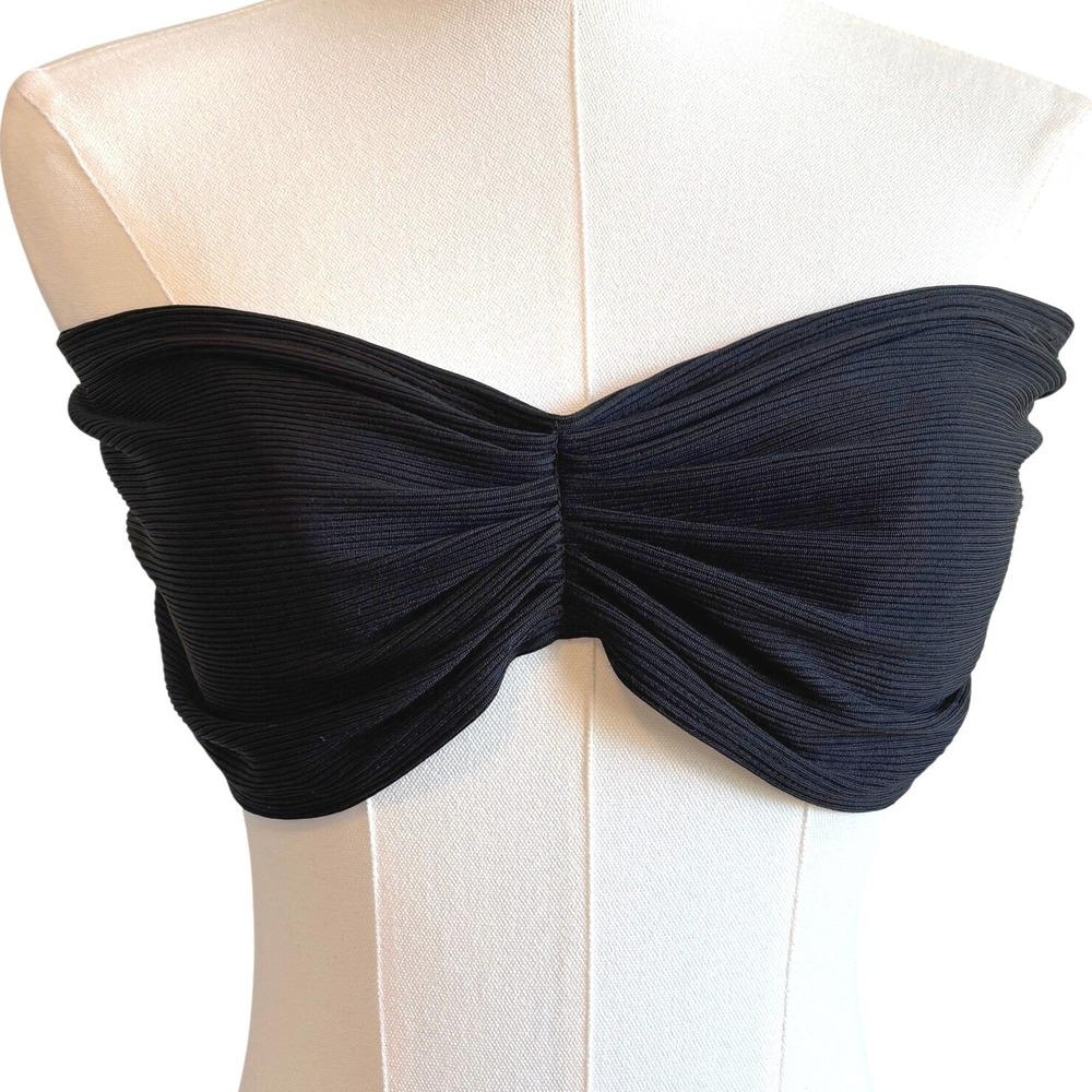 NEW Kimberly Taylor Cabana Bralette Black Womens Size M Ribbed Strapless Bandeau